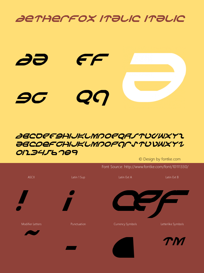 Aetherfox Italic Italic 2 Font Sample