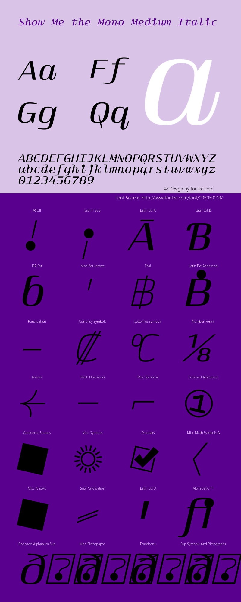 Show Me the Mono Medium Italic Version 1.001 | Demo图片样张