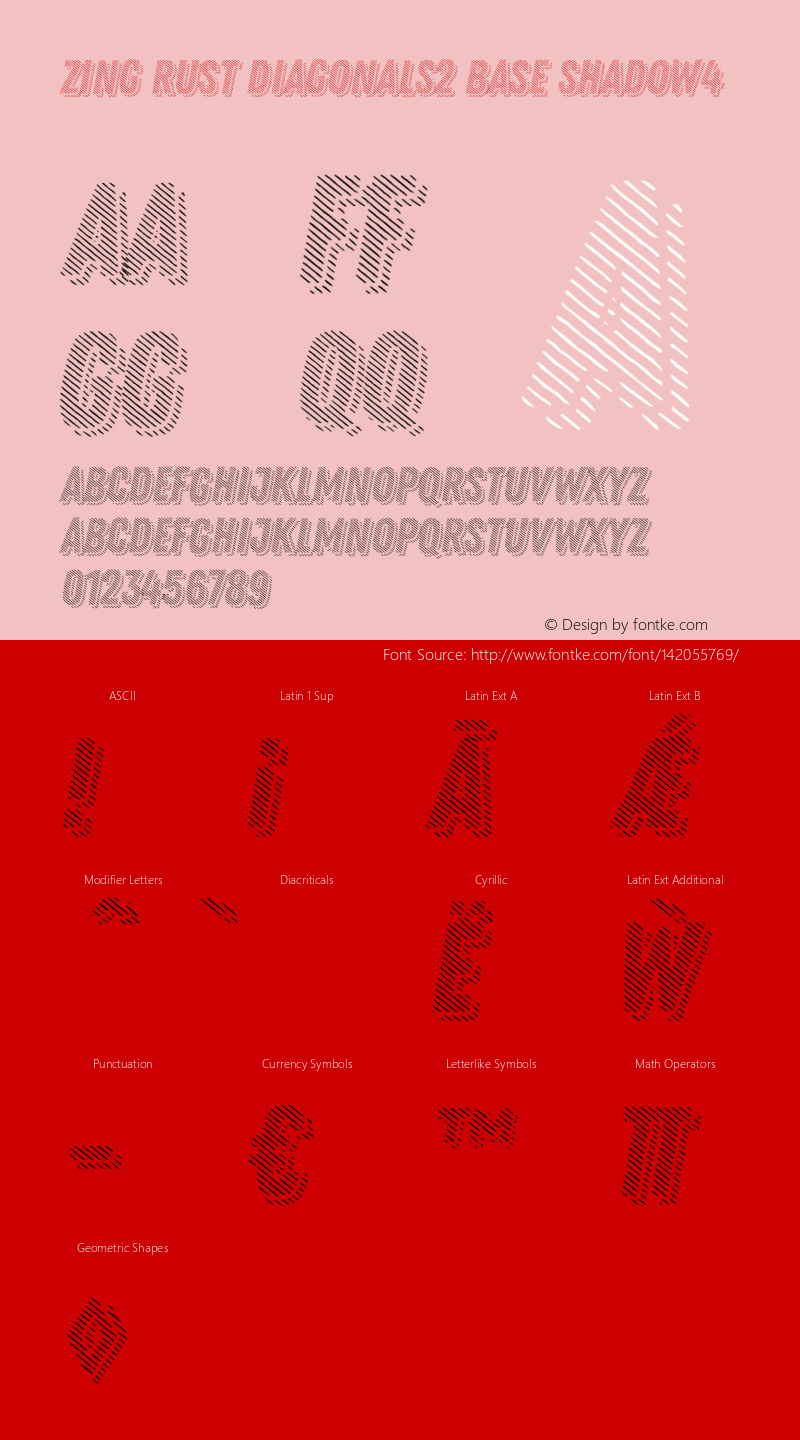 Zing Rust Diagonals2 Base Shadow4 Version 1.000 Font Sample