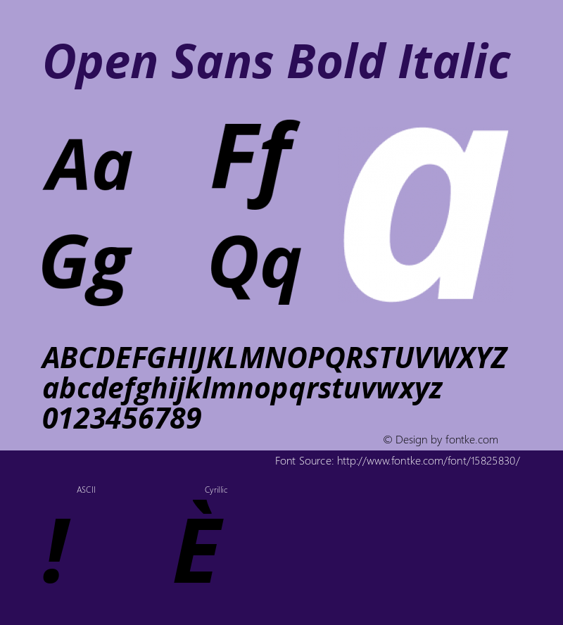 Open Sans Bold Italic Version 1.10; ttfautohint (v1.4.1) Font Sample