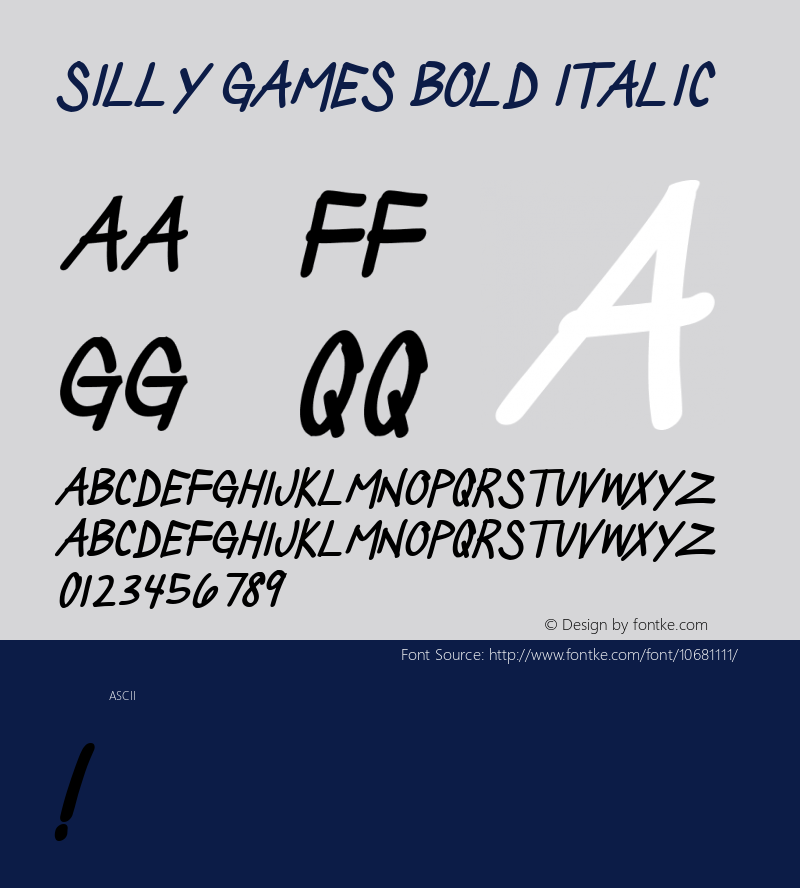 Silly Games Bold Italic Version 1.00 2015 Font Sample