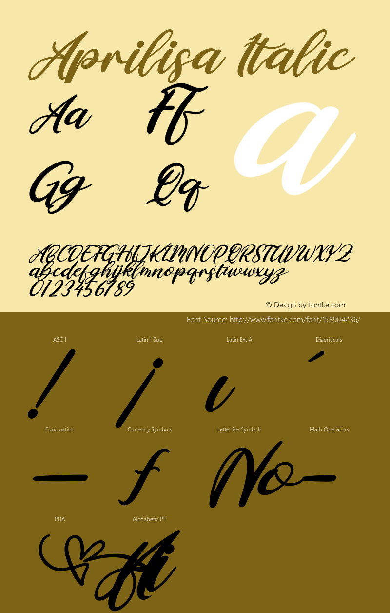 Aprilisa Italic Version 1.00;April 23, 2021;FontCreator 13.0.0.2683 64-bit Font Sample