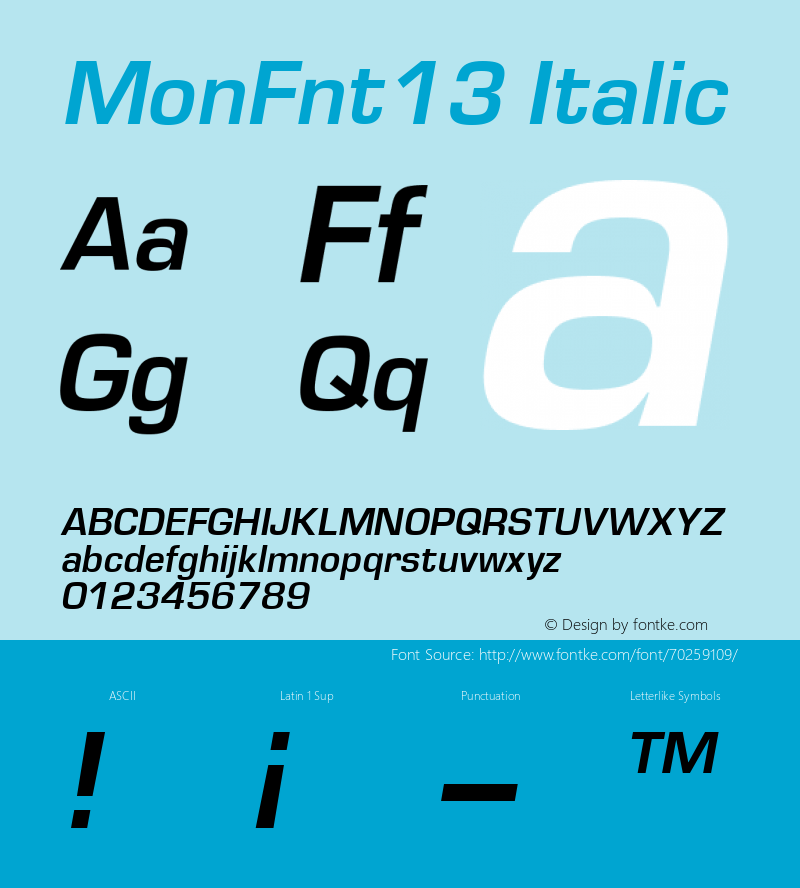 MonFnt13 Italic 001.000 Font Sample