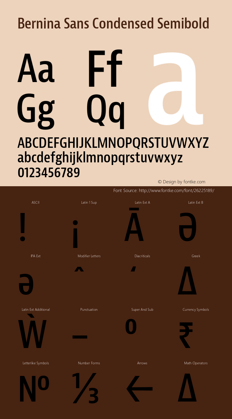 BerninaSans-CondensedSemibold Version 1.001 Font Sample