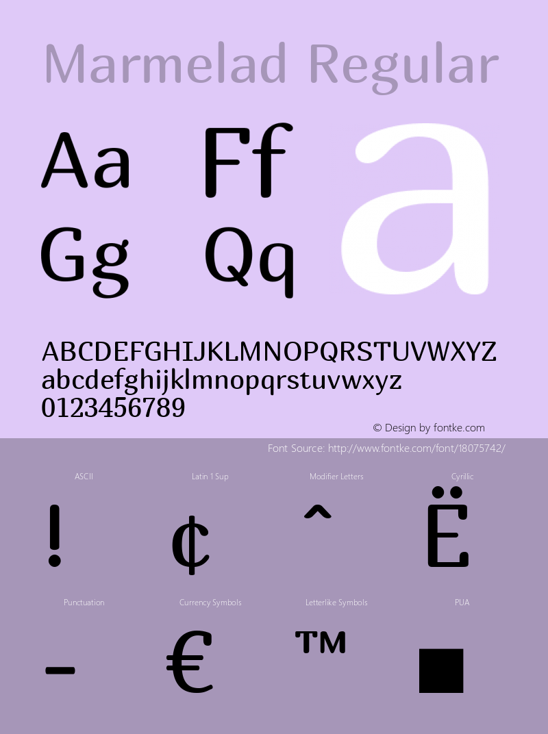 Marmelad Regular Version 1.000 Font Sample