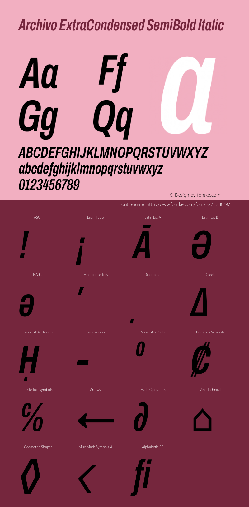 Archivo ExtraCondensed SemiBold Italic Version 2.001图片样张