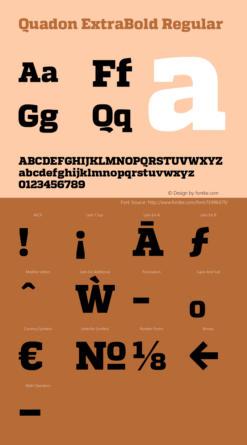 Quadon ExtraBold Regular Version 1.001;PS 001.001;hotconv 1.0.70;makeotf.lib2.5.58329 Font Sample