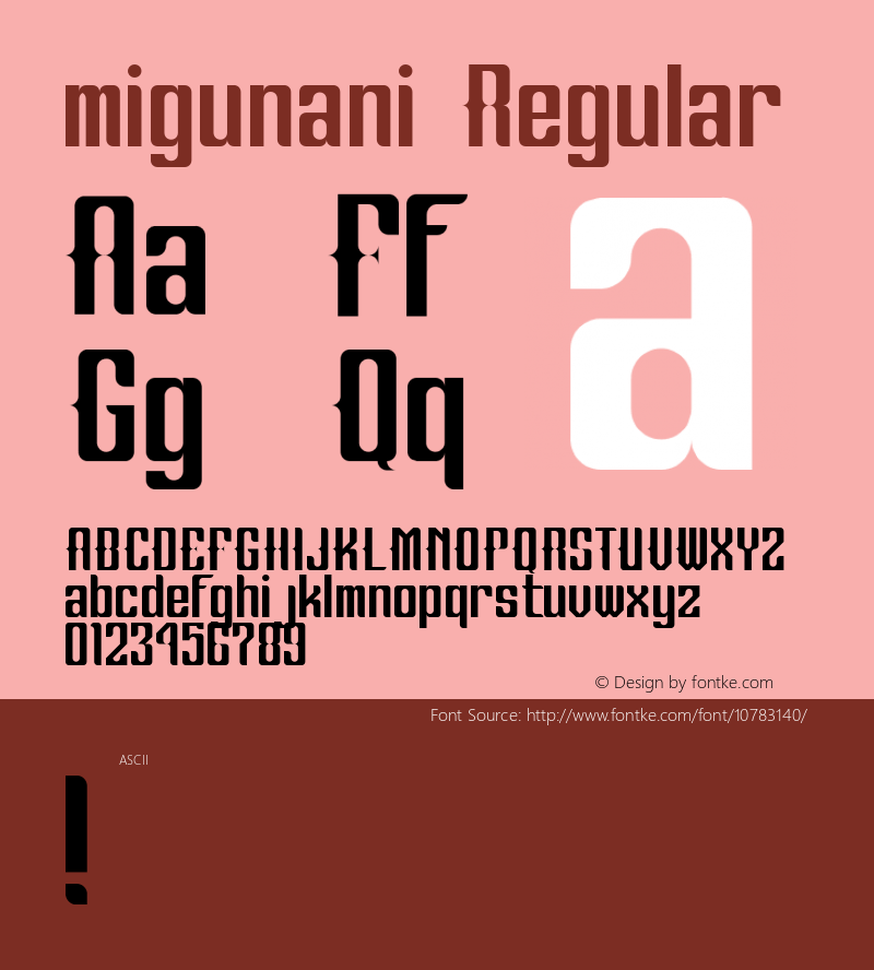 migunani Regular Version 1.000 Font Sample