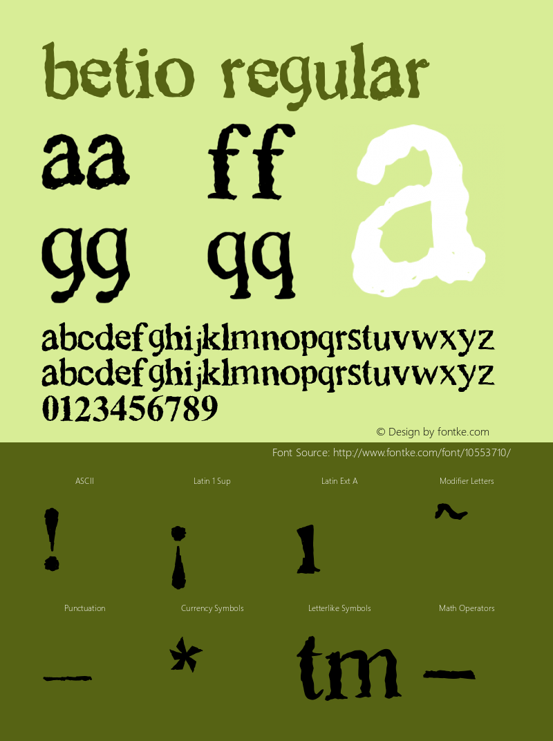 BETIO Regular Version 1.000;PS 001.000;hotconv 1.0.70;makeotf.lib2.5.58329 Font Sample