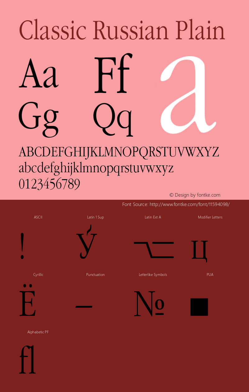 Classic Russian Plain 001.001 Font Sample