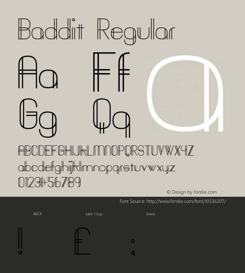 Baddit Regular Version 1.00 January 16, 2014, initial release Font Sample