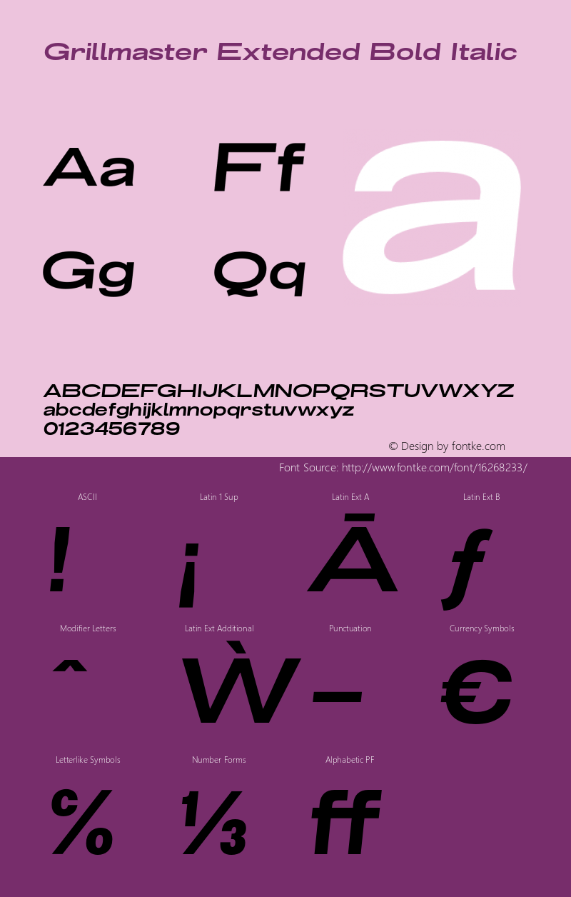 Grillmaster Extended Bold Italic Version 1.000 Font Sample