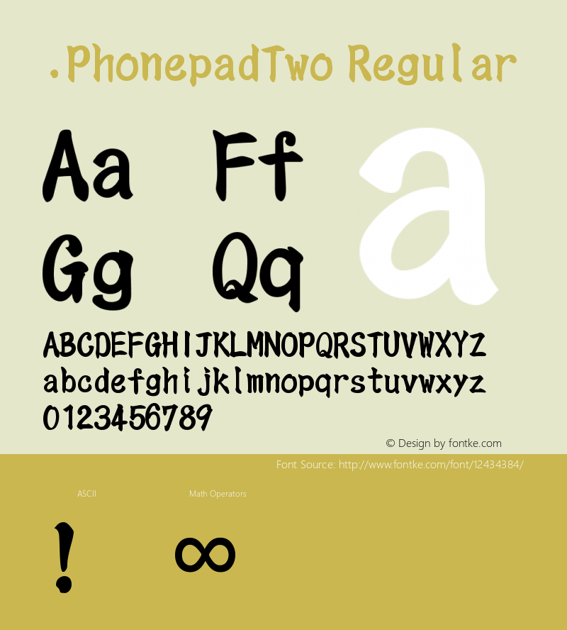 .PhonepadTwo Regular 6.1d5e1 Font Sample