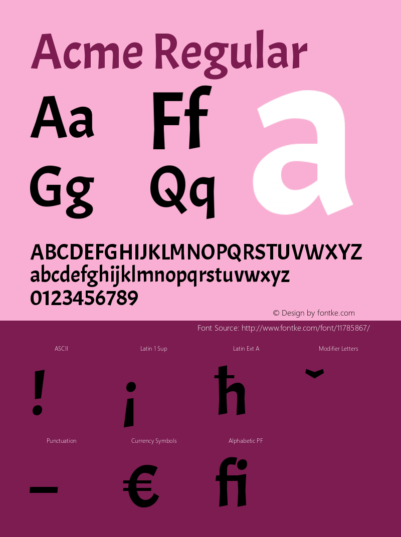 Acme Regular Version 1.001 Font Sample