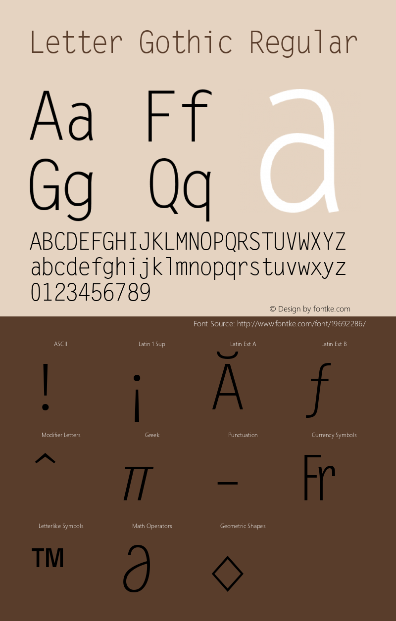 Letter Gothic Version 1.02a Font Sample