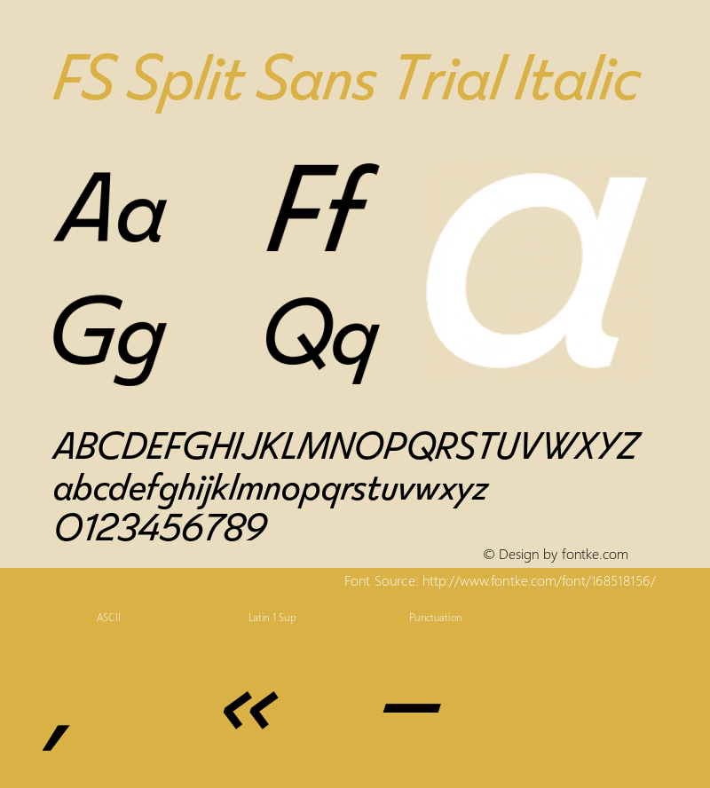 FS Split Sans Trial Italic Version 1.001;hotconv 1.0.109;makeotfexe 2.5.65596图片样张