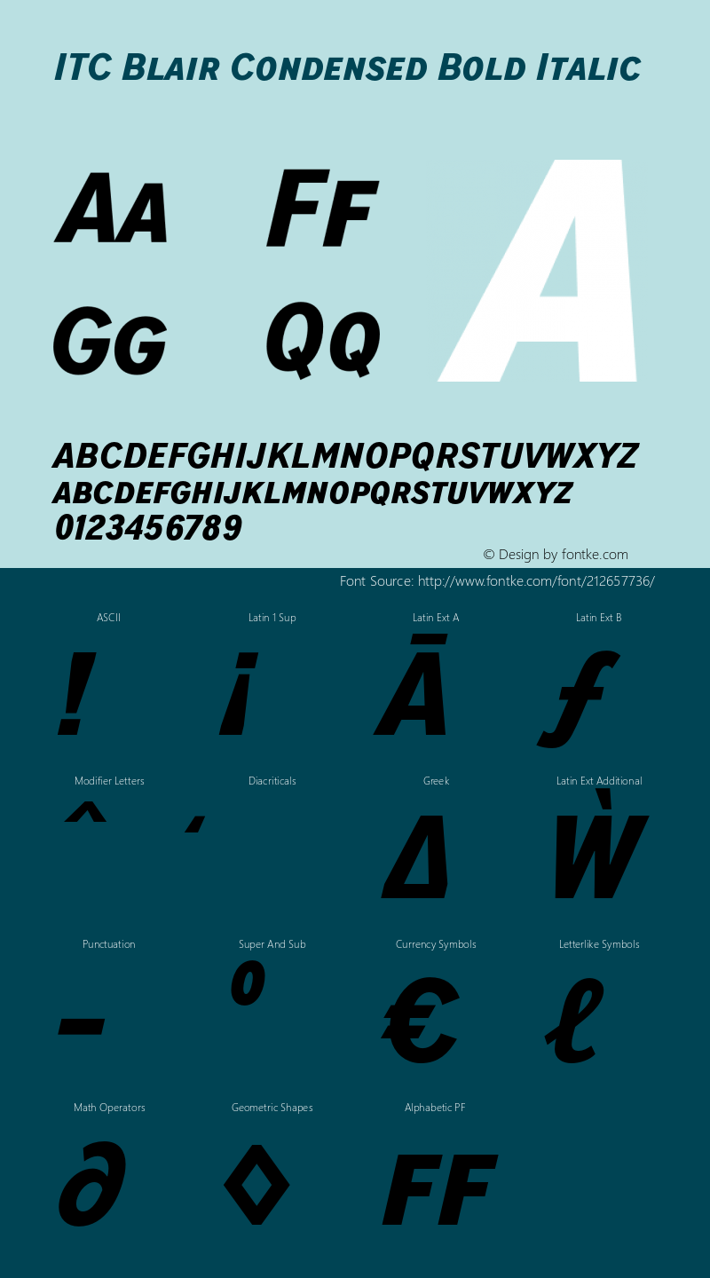 ITC Blair Condensed Bold Italic Version 1.81图片样张