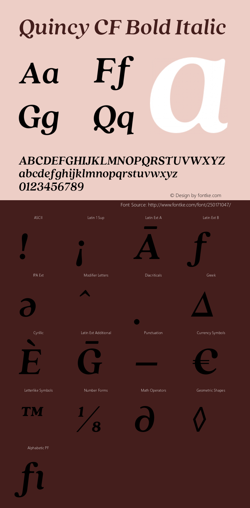Quincy CF Bold Italic Version 4.300;FEAKit 1.0图片样张