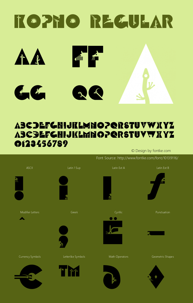 KOPNO Regular Version 1.00 2005 initial release Font Sample