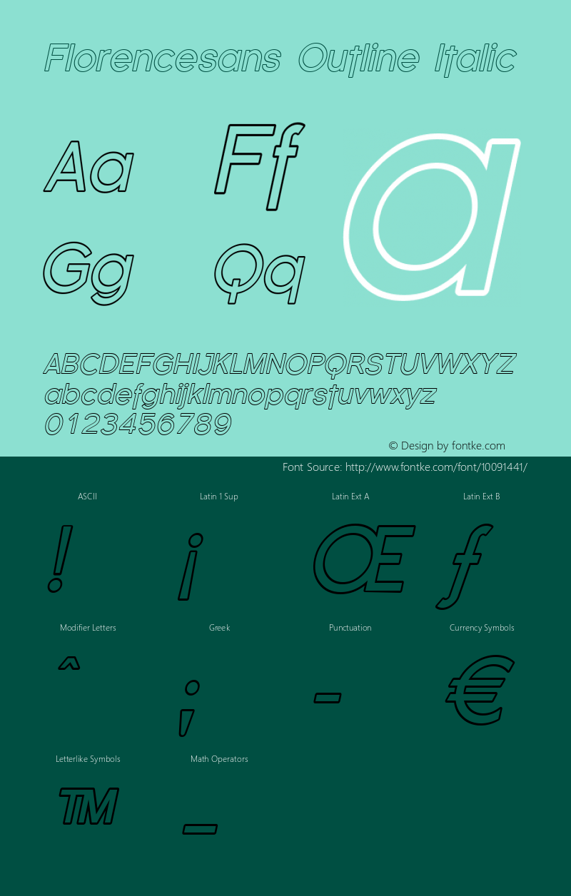 Florencesans Outline Italic 1.0 Font Sample