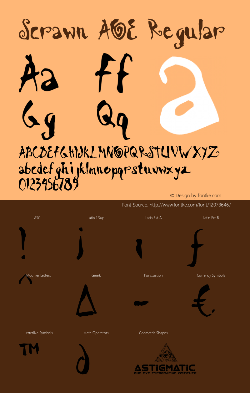 Scrawn AOE Regular Macromedia Fontographer 4.1.2 4/22/02 Font Sample