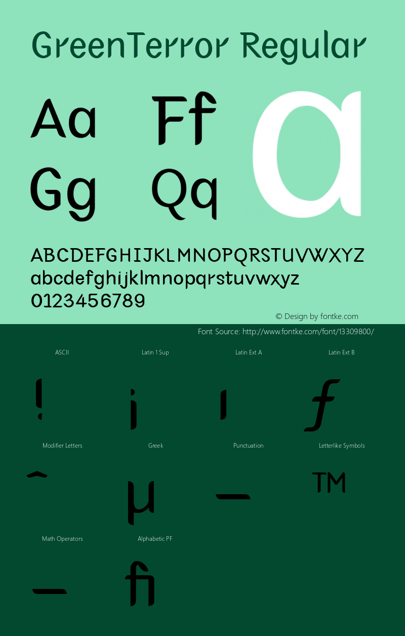 GreenTerror Regular 001.000 Font Sample