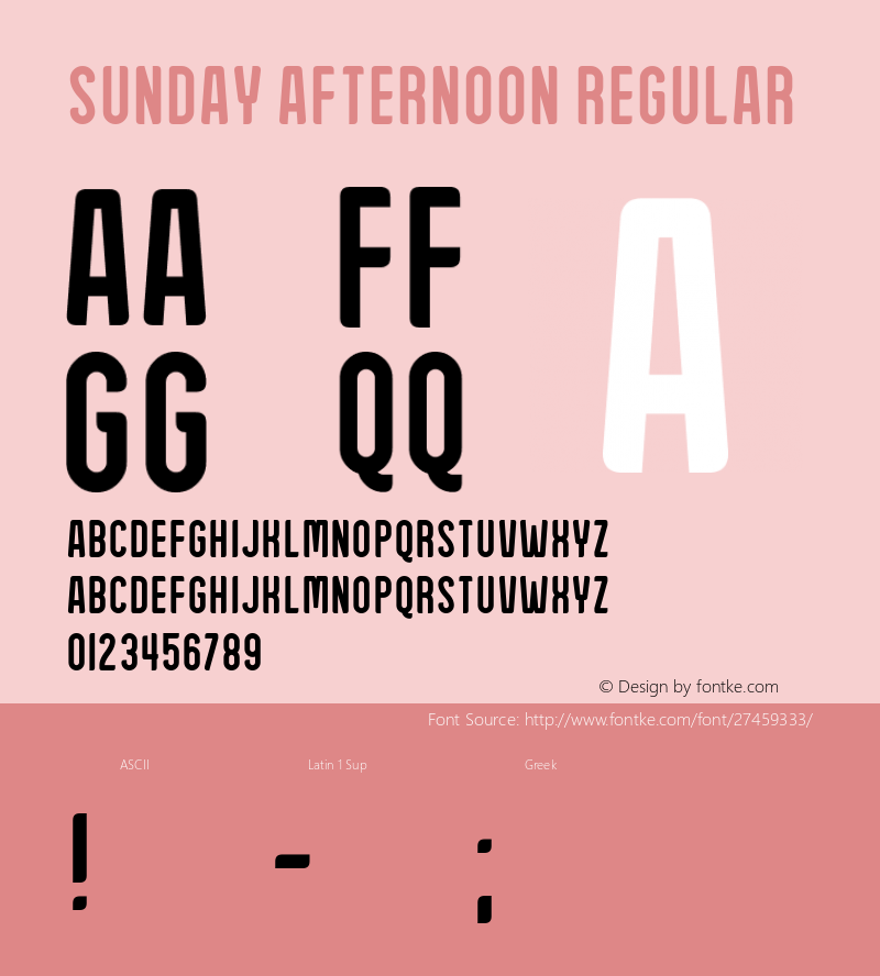 Sunday Afternoon Version 1.00;October 29, 2018;FontCreator 11.5.0.2427 64-bit Font Sample