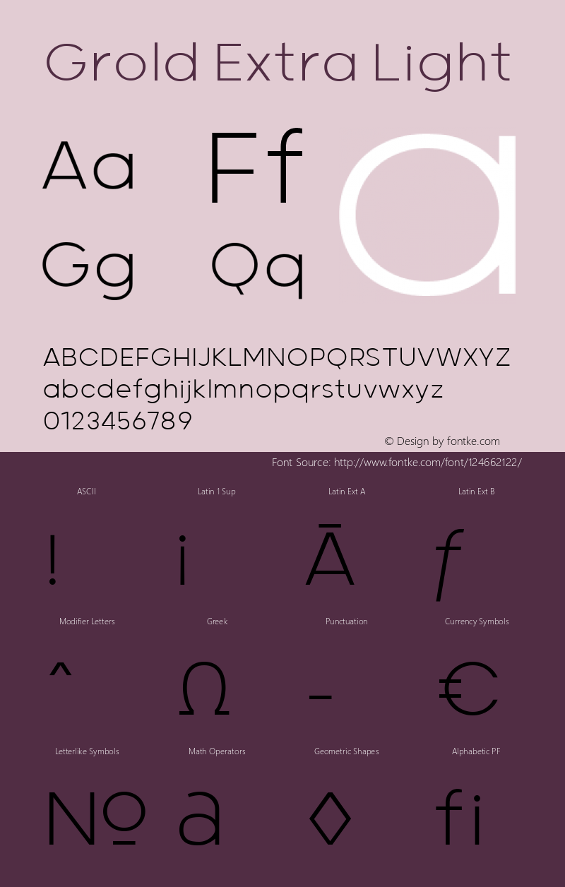 Grold Extra Light 1.000 Font Sample