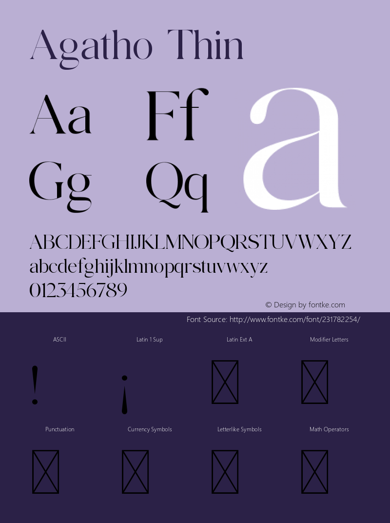 Agatho Thin Version 1.007;Fontself Maker 3.5.4图片样张