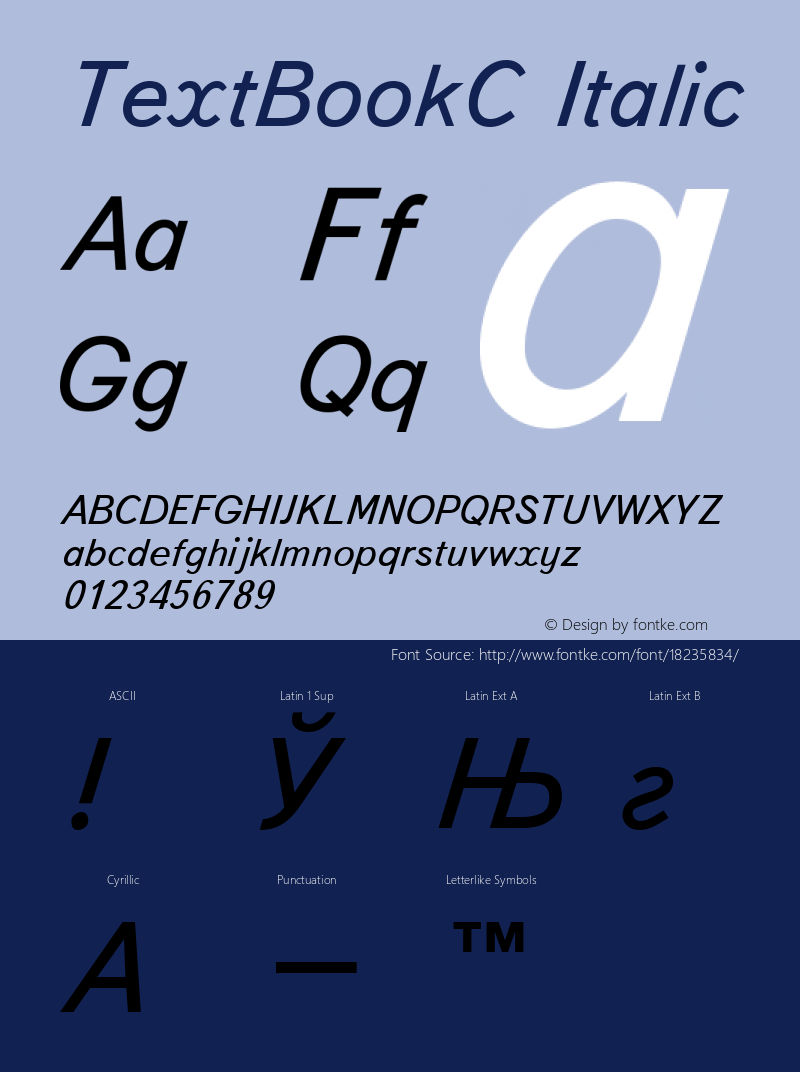 TextBookC Italic 001.000 Font Sample