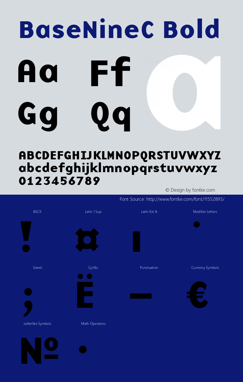 BaseNineC Bold Version 001.000 Font Sample