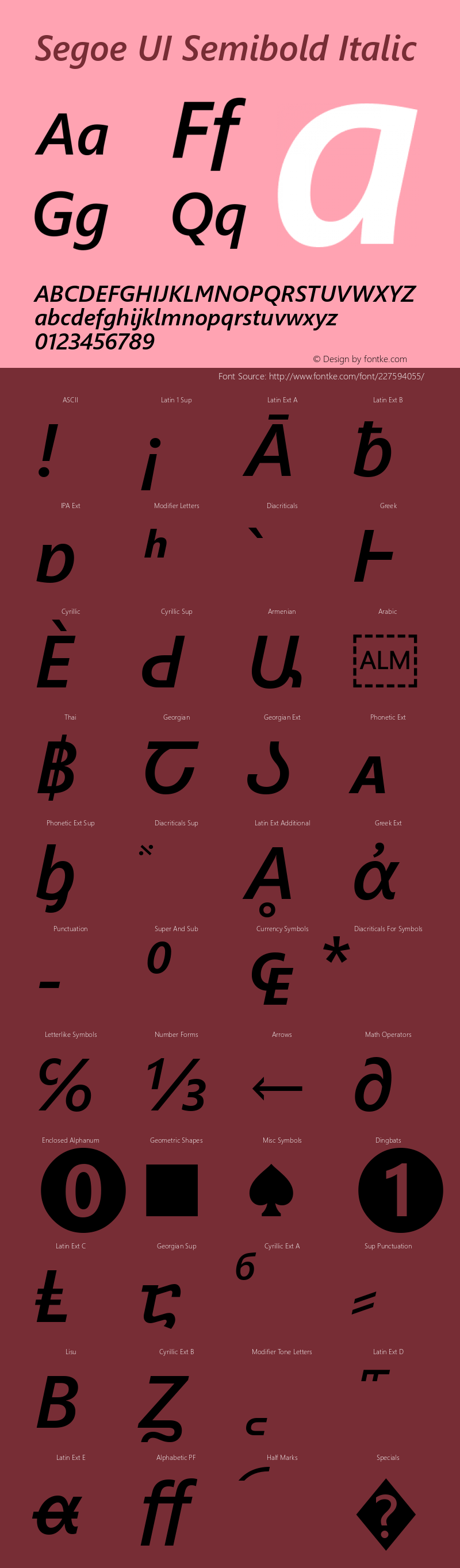 Segoe UI Semibold Italic Version 6.000图片样张