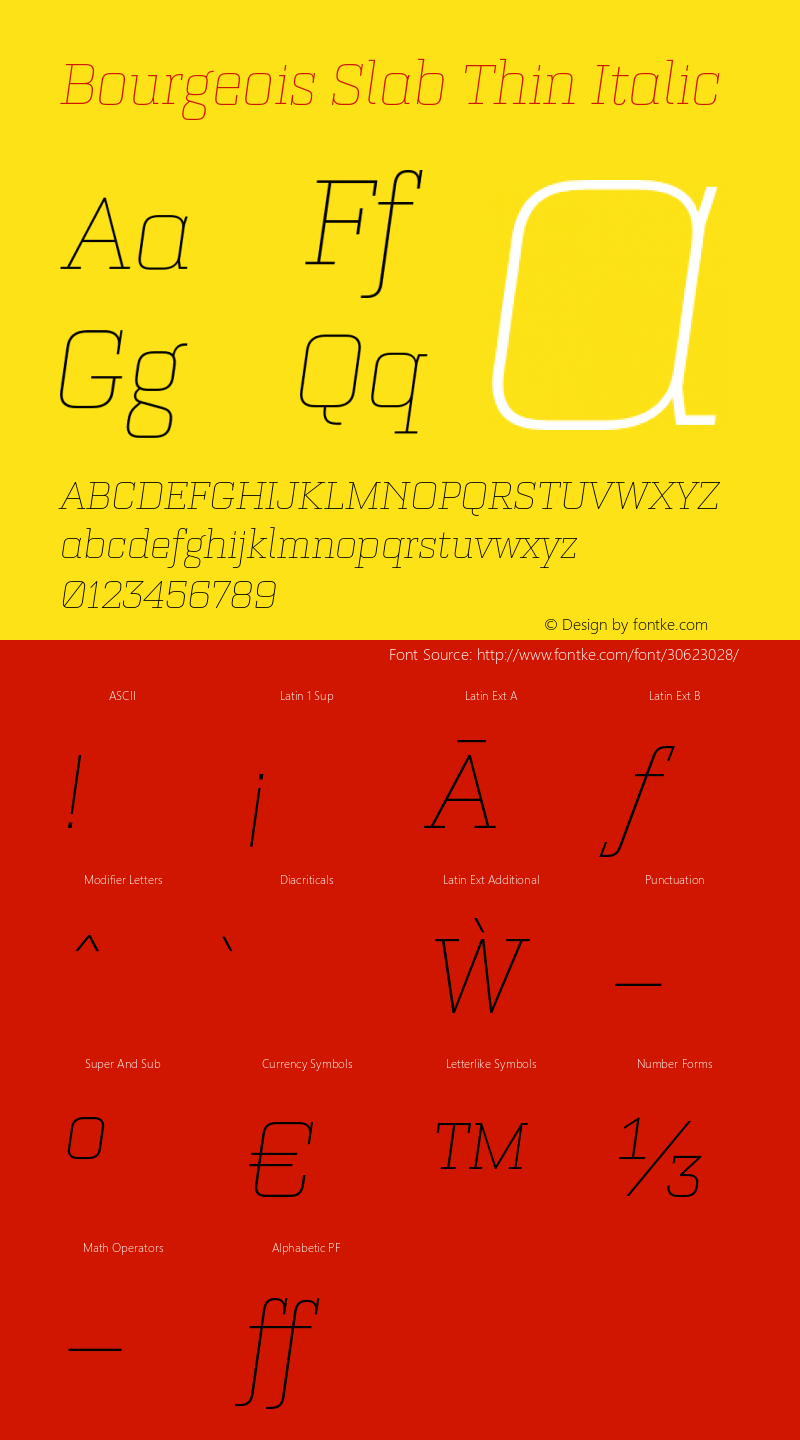 Bourgeois Slab Thin Italic Version 1.000;PS 001.000;hotconv 1.0.88;makeotf.lib2.5.64775 Font Sample