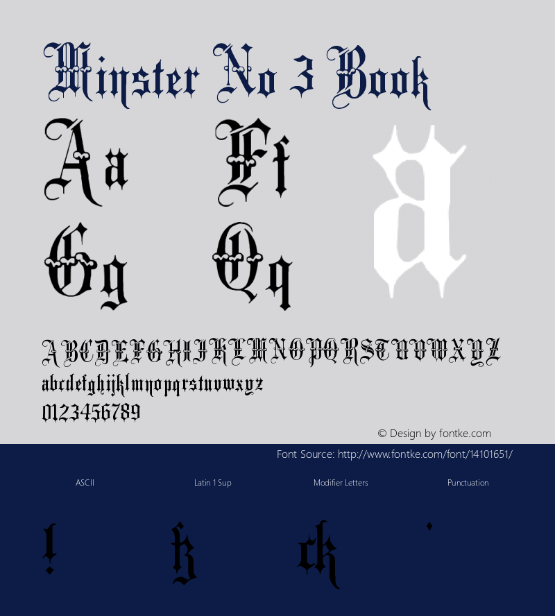 Minster No 3 Book Version 1.0; 2002; initial r Font Sample