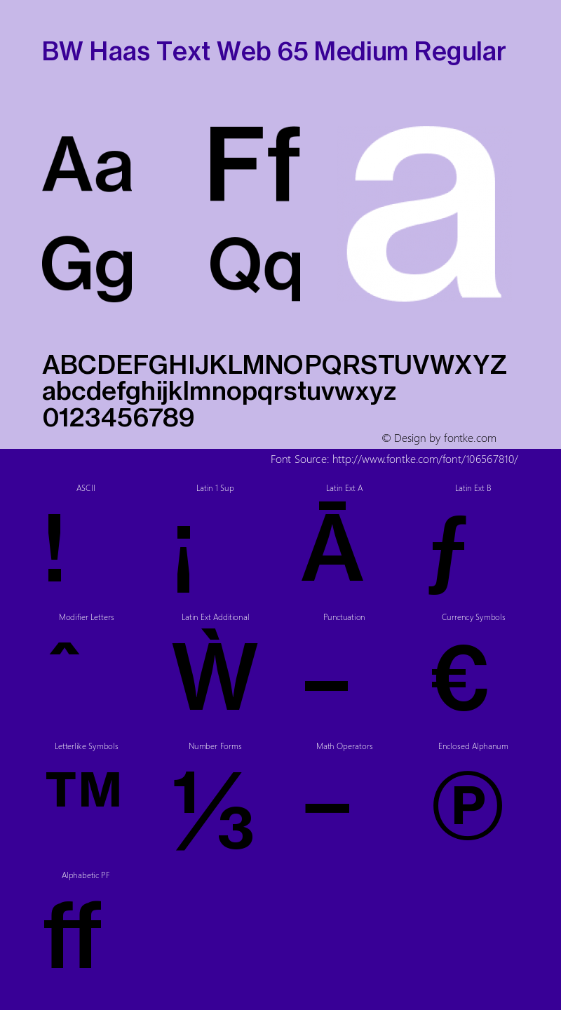 BW Haas Text Web 65 Medium Regular Version 001.002 2010 Font Sample