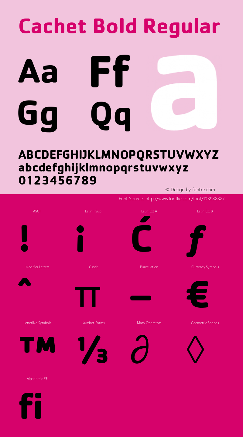 Cachet Bold Regular Version 1.00 Font Sample