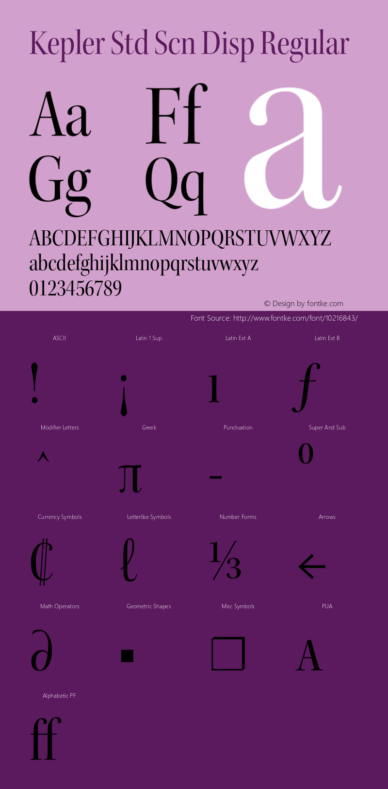 Kepler Std Scn Disp Regular Version 2.020;PS 2.000;hotconv 1.0.51;makeotf.lib2.0.18671 Font Sample