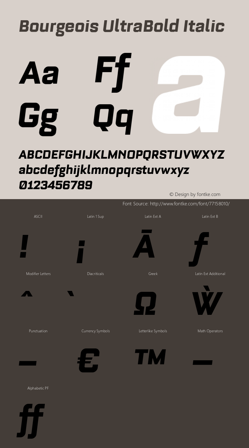 Bourgeois UltraBold Italic Version 1.105;PS 001.105;hotconv 1.0.88;makeotf.lib2.5.64775 Font Sample