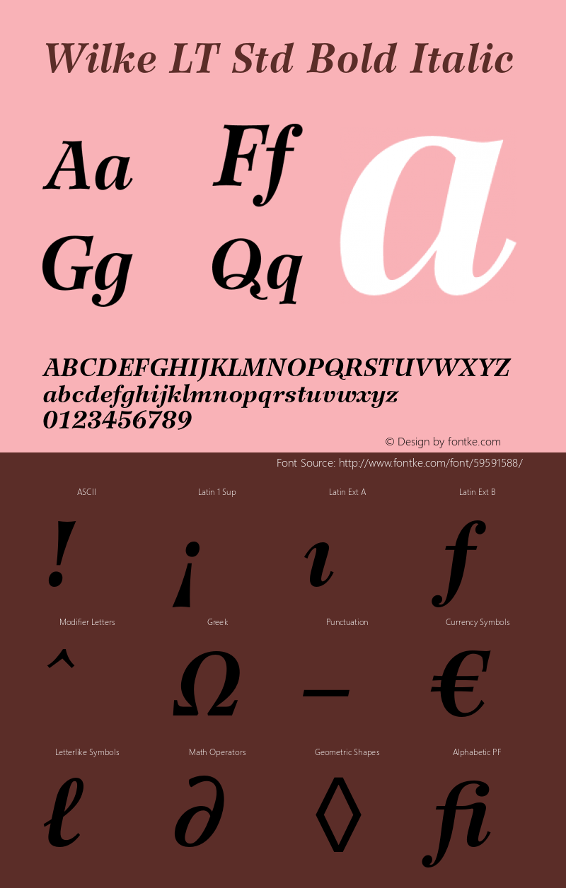 WilkeLTStd-BoldItalic OTF 1.029;PS 001.000;Core 1.0.33;makeotf.lib1.4.1585 Font Sample