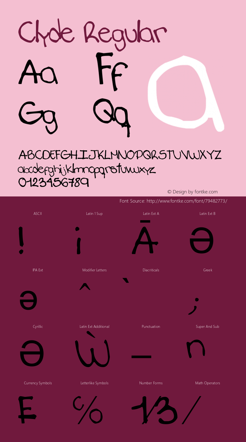 Clyde Version 1.0.0 Font Sample