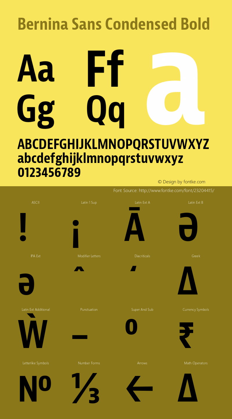 BerninaSans-CondensedBold Version 1.001 Font Sample