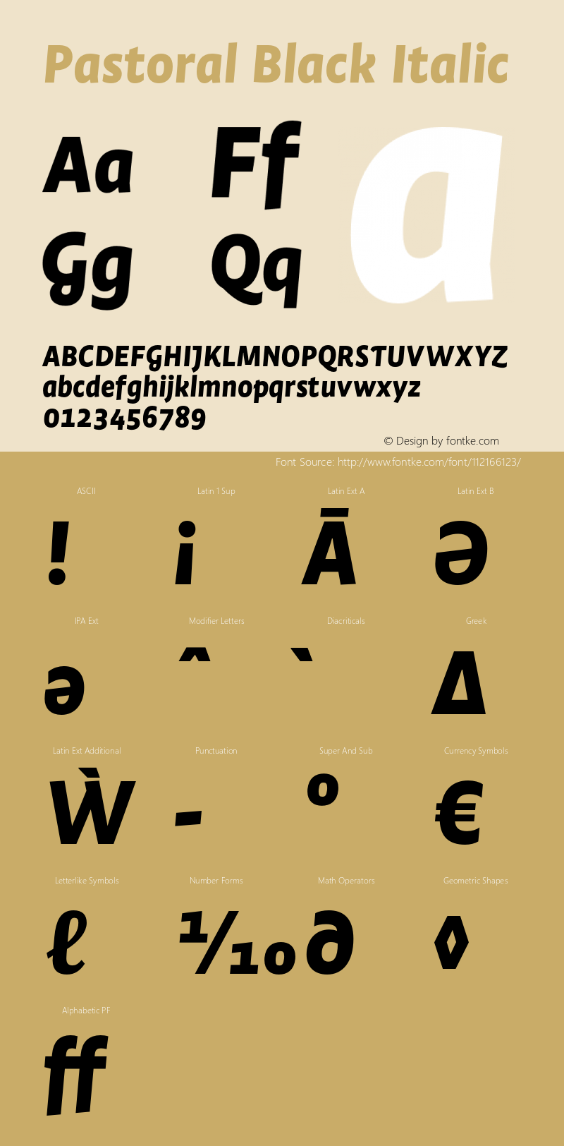 Pastoral Black Italic Version 1.00 Font Sample