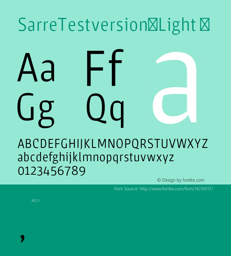 SarreTestversion-Light ? Version 1.000;PS 001.000;hotconv 1.0.70;makeotf.lib2.5.58329;com.myfonts.stereotypes.sarre.test-light.wfkit2.44FU Font Sample