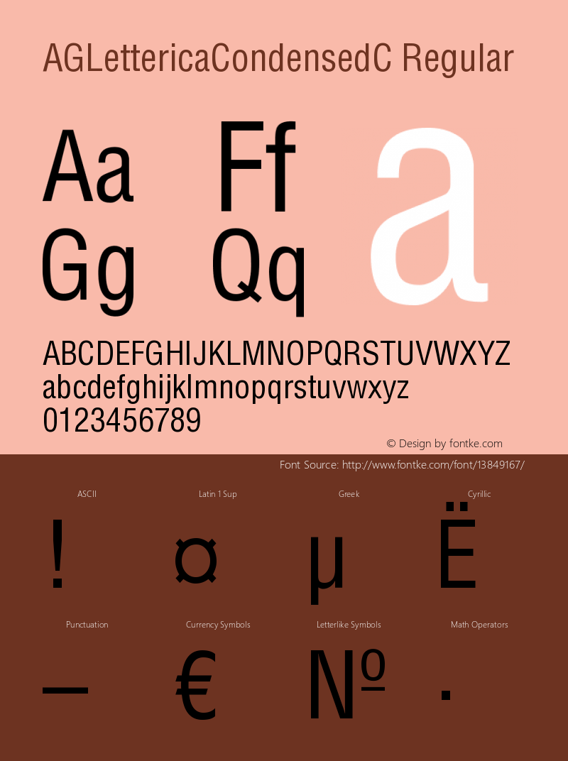 AGLettericaCondensedC Regular OTF 1.0;PS 1.000;Core 116;AOCW 1.0 161 Font Sample