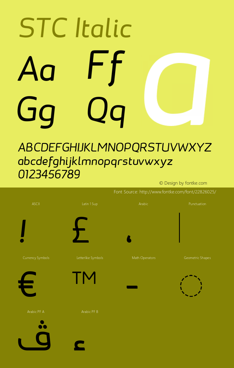 STC Italic Version 1.022 October 2, 2014 Font Sample