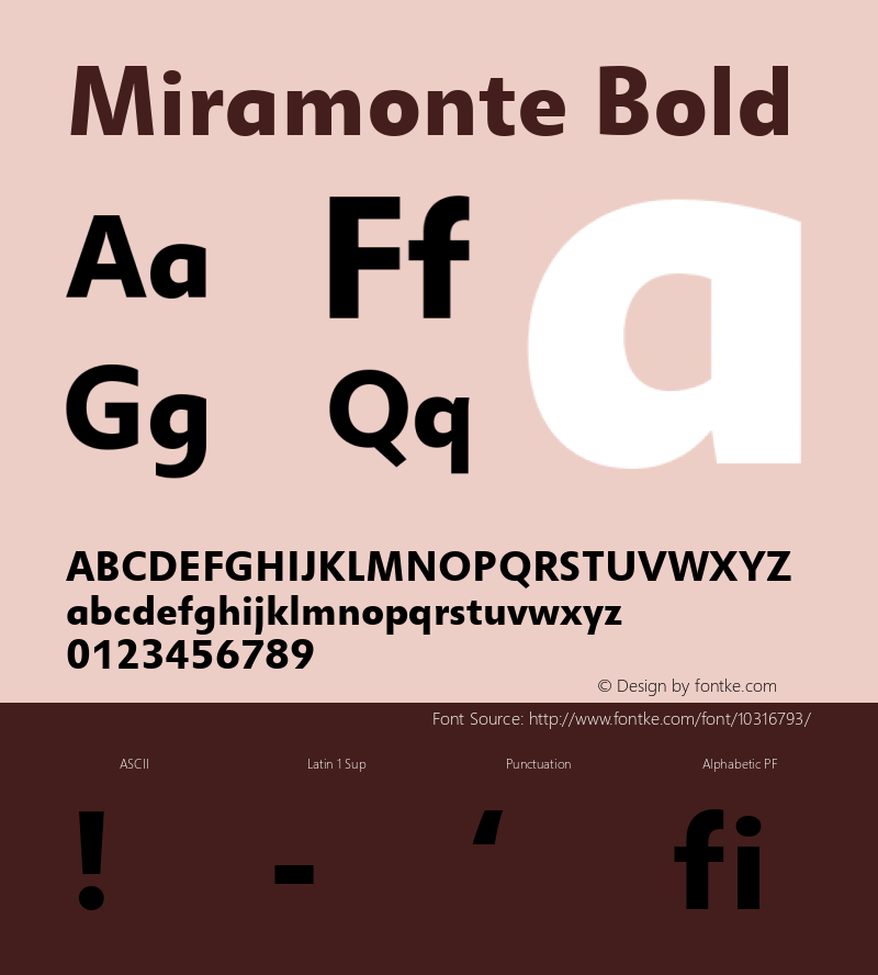 Miramonte Bold Version 1.00 Font Sample