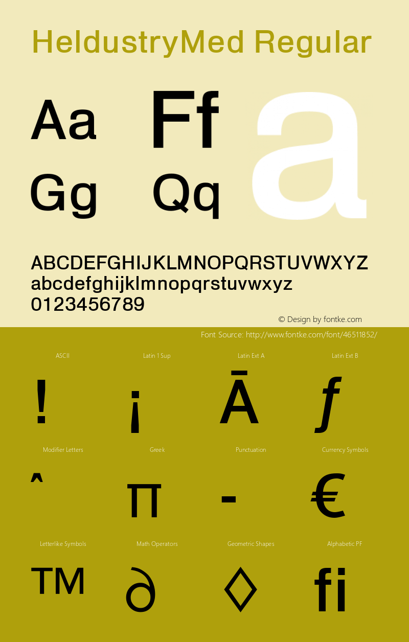 HeldustryMed Version 1.00 Font Sample