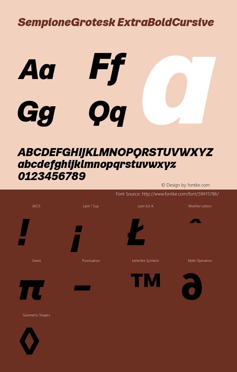 SempioneGrotesk ExtBdCurs Version 1.001 Font Sample