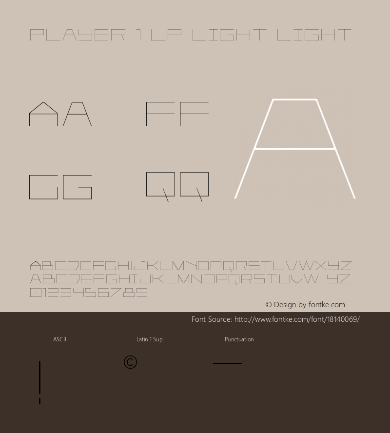 Player 1 Up Light Light Version 001.000 Font Sample