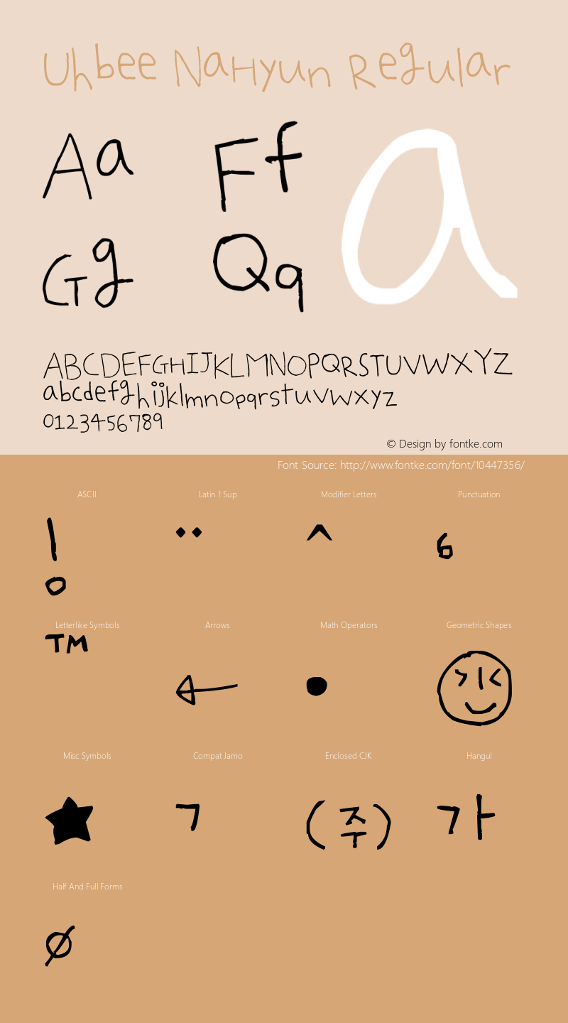 Uhbee NaHyun Regular Version 1.00 August 29, 2012, initial release Font Sample
